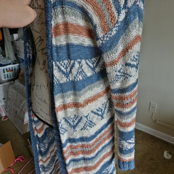Long Blue and Orange Cardigan - Picture 3 of 5